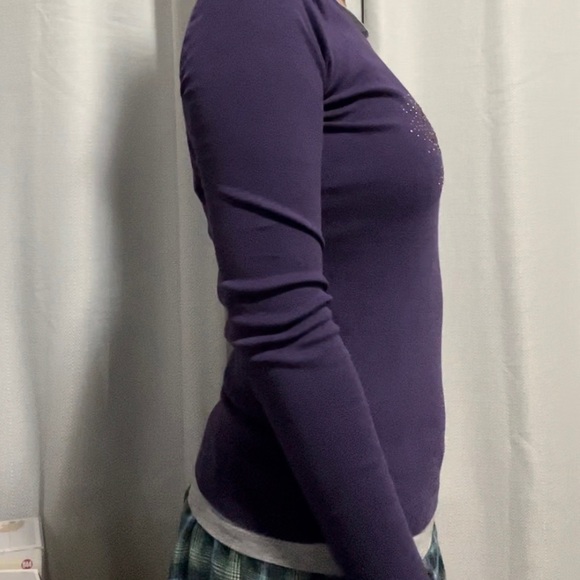 COPY - Y2K Faux 2 Piece bedazzled purple longsleeve - Picture 5 of 5